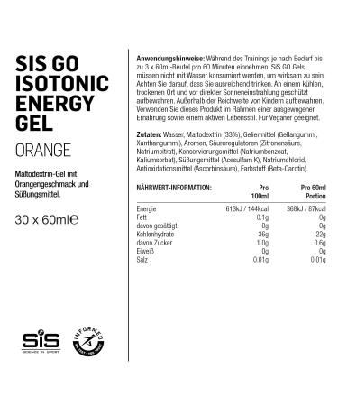 Science in Sport Go Isotonic Energy Gel - 30 Pack | Vegan Fast Energy for Running & Cycling | 22g Carbs Low Sugar Orange Flavor - Buy Online on GoSupps.com