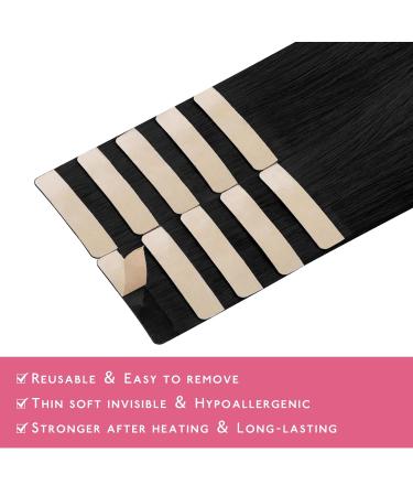 Shop If -Salt Tape Extensions Real Hair Deep Black - 10pcs Invisible Tape-In Extensions 45cm | 25g Quality Hair Extensions for Girls - Buy Online on GoSupps.com