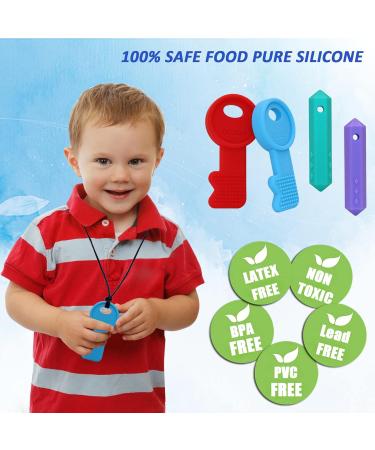 Chew Necklaces for Sensory Kids - Silicone Chew Toys for Children with ADHD, Autism, Anxiety - 4 Pack by Olugu - Buy Online on GoSupps.com