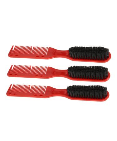 Haircut Beard Brush PP Handle Nylon Bristle Men Beard Styling Comb Easy to Use 3pcs for Salon