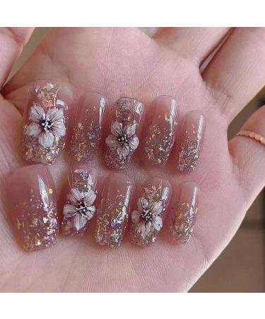 Handmade Armor Wearing High Grade Explosive Flash Illusion Ice Flower False Nail Patch Finished Detachable Nail Beauty (Size : A Color : L) - Buy Online on GoSupps.com