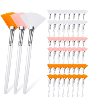 48 Pcs Fan Brushes Facial Applicator Brush Multi Use Makeup Face Mask Brush Soft Peel Brush Applicator for Women Girls Esthetician Spa Acid Mud Cream Masques Cleansing Tools, Pink, White, Yellow - Buy Online on GoSupps.com