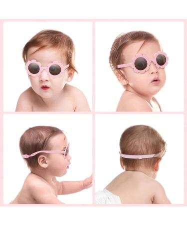 Hifot Baby Sunglasses with Strap - Cute Flower Polarized UV400 Protection for Infant Girls, 0-24 Months - Pink - Buy Online on GoSupps.com
