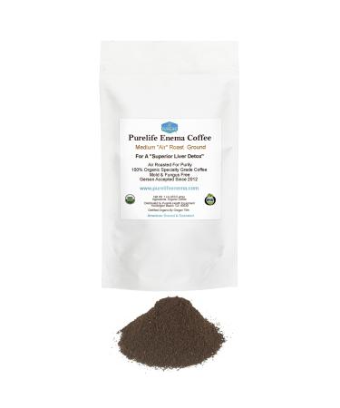 PureLife Enema Coffee- 1 Lb - Organic Gerson Specific - Ground - Mold & Fungus Free - Air Roasted Medium / Shipped Fresh- American Owned and Operated Since 2012