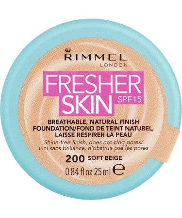 Rimmel London Fresher Skin SPF 15 Breathable Natural Finish Foundation - 200 Soft Beige - Buy Online on GoSupps.com