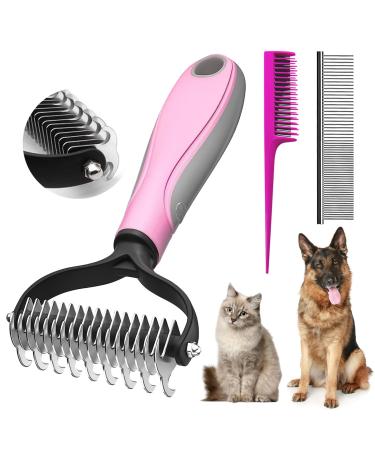 Txeouse cat brush Langhaar & dog brush long hair - Unterwollkamm removed Unterwoll & Filmzungen |Thin out & top hair protection (pink)