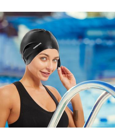 Vorshape Extra Large Swim Cap for Braids and Dreadlocks - Long Hair Adult Swim Cap for Women - Keep Hair Dry - Black - Buy Online on GoSupps.com