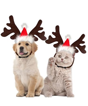 Lynbly pet cheeks Christmas reindeer cat dog christmas headband with Christmas hat reindeer antlead adjustable headband for pet dog cat cat cats - Buy Online on GoSupps.com
