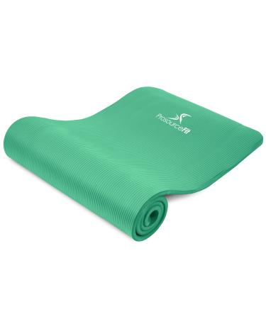 ProsourceFit Extra Thick Yoga Pilates Exercise Mat, Padded Workout Mat for Home, Non-Sip Yoga Mat for Men and Women, 71 in x 24 in Green 1/2"