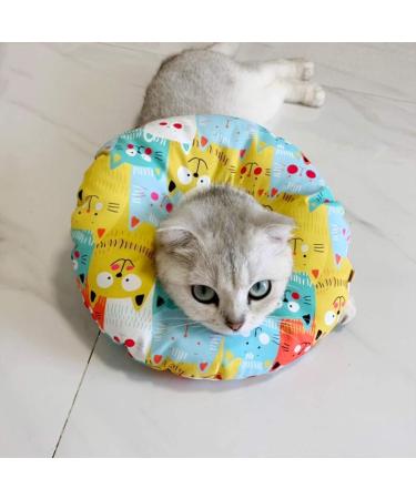 Focenat Adjustable Cat Recovery Collar Soft Comfortable Pet Protective Collar After Surgery Neutering Anti-Bite Lick Wound Healing Protection Cotton Collar for Cats and Dogs (XS) - Buy Online on GoSupps.com