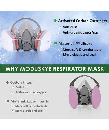 MODUSKYE Reusable Half Facepiece Respirator with 6 Active Cotton Filters for Painting, Dust, Sanding, Polishing, and Spraying - Buy Online on GoSupps.com
