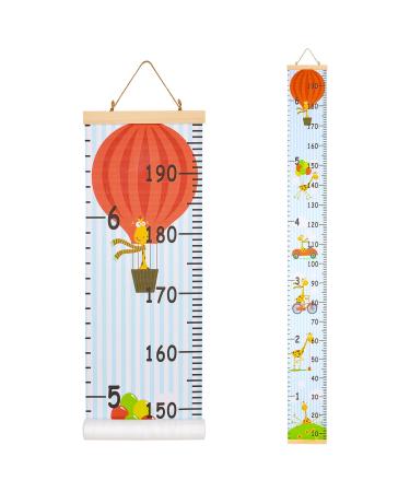 MHJY Height Chart for Kids Height Measure Wall Chart Child Growth Chart Wooden Ruler 7.9'' x 79'' Canvas Height Measurement Hanging Wall Decor for Baby Girls Boys Toddler Bedroom Nursery Cartoon Giraffe