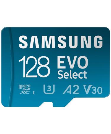 SAMSUNG EVO Select Micro SD-Memory-Card + Adapter, 128GB microSDXC 130MB/s Full HD & 4K UHD, UHS-I, U3, A2, V30, Expanded Storage for Android Smartphones, Tablets, Nintendo-Switch (MB-ME128KA/AM)