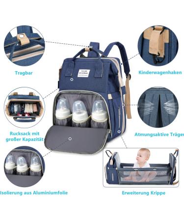 Multifunctional Dark Blue Baby Wrap Backpack - Large Capacity Diaper Bag with Changing Pad & Water-Repellent Design for Parents - Buy Online on GoSupps.com