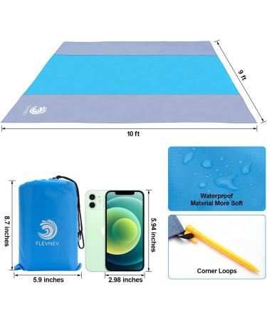 Flevnev Oversized 9'X10' Beach Blanket - Sandproof, Waterproof, and Spacious for 7 Adults - Includes 4 Stakes and Corner Pockets - Buy Online on GoSupps.com