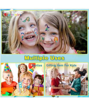 Mermaid Tattoos for Kids - 10Pcs Temporary Birthday Party Props | Girls Mermaid Party Favors - Buy Online on GoSupps.com