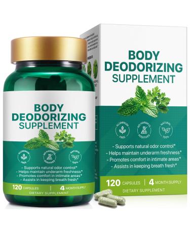 Body Deodorizing Supplement | Body Magic | Chlorophyll Capsules - 120 Count | Natural Internal Deodorant with Chlorophyll & Mint | Supports Freshness for Underarm Intimate Areas & Breath | Vegan