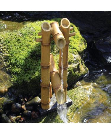 Aquascape 78306 Shishi-Odoshi Inspired Poly-Resin Deer Scarer Bamboo Fountain Yellow