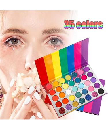ZCSXK Rainbow Eyeshadow - Rainbow Color Fusion Eyeshadow 35 Shades Shimmer Glitter Eye Makeup for Colorful and Matte Eyes and Highly Pigmented - Buy Online on GoSupps.com