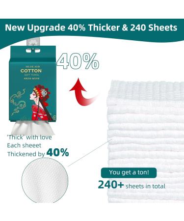 240 Piece Disposable Face Tissue - 100% Pure Cotton Portable 40% Thicker Ideal for Cleansing All Skin Types - Buy Online on GoSupps.com