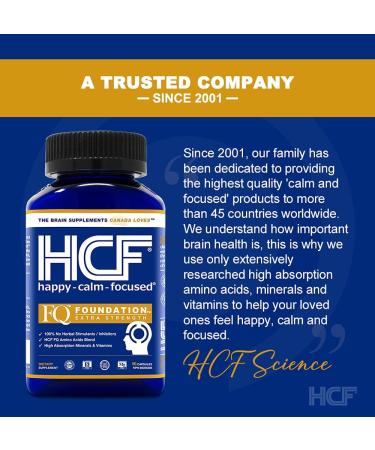 HCF Happy Calm & Focused - Natural Nootropic Brain Supplement Capsules 90 Count for Men & Women - Caffeine-Free Natural Calm & Happy Pills for Concentration Attention Support & Stress Relief - Buy Online on GoSupps.com