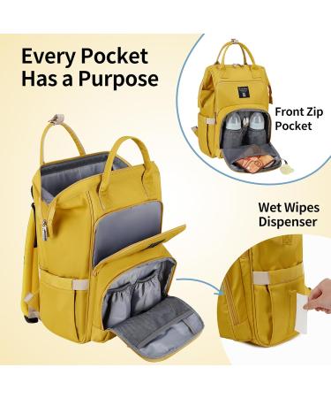 Pomelo Best Baby Diaper Backpack | Macaron Diaper Bag with Waterproof Changing Pad | Large Capacity Travel Bag in Yellow - Buy Online on GoSupps.com