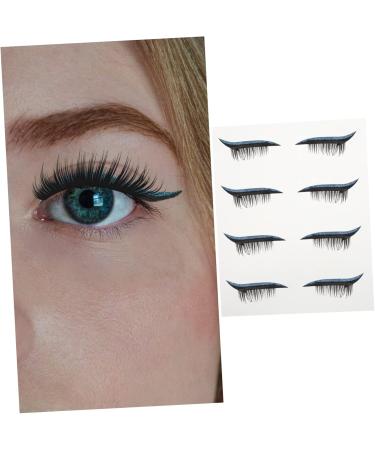 Beatifufu 4 pairs Waterproof Face Natural Supplies Decals Girls Eye Adhesive Temporary Strip Eyeliner Long 4x1.5cm Blue - Buy Online on GoSupps.com