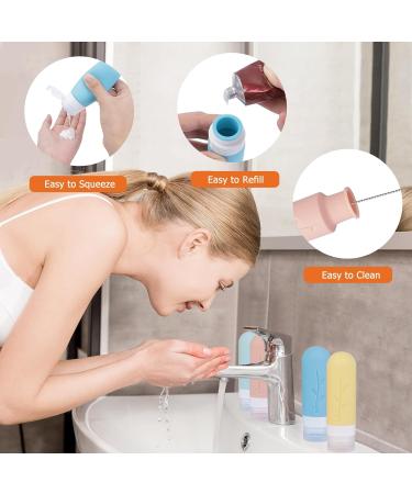 Buy Aiqinu Silicone Travel Bottles Set - 4 Leak-Proof 90ml Containers with Labels & Brush | BPA-Free | Perfect for International Travel - Buy Online on GoSupps.com