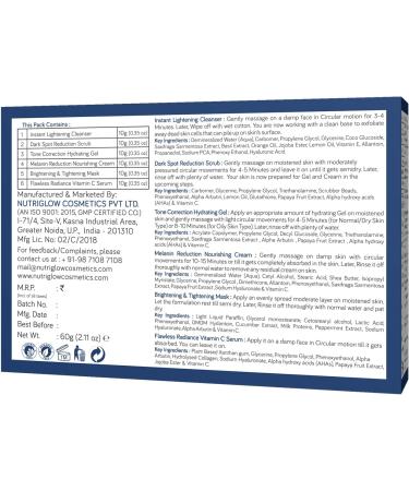 Nutriglow Natural's Advanced Pro Formula Skin Whitening Facial Kit for Skin Tone Correction 10Gmx6 Each Pack of 2 - Buy Online on GoSupps.com