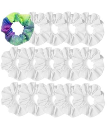 15PCS White Scrunchies for Tie Dye  Uramoto Cotton Elastic Hairbands Ponytail Holders Hair Ties  Hair Scrunchy Accessories for Women Girls  Hair Strapping  Hair Dress Supplies (White)