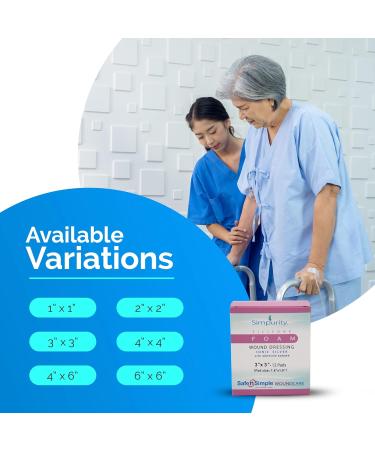 Simpurity Silver Silicone Wound Dressing - Waterproof 4x4 Sterile Pads | Bordered Foam Dressing for Wound Care - Buy Online on GoSupps.com