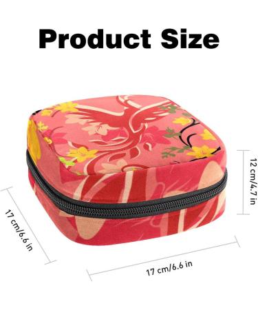 Stylish Menstruation Pad Bag with Zipper - Women's Napkin & Tampon Collectible Bag in Red Phoenix & Flowers Design - Buy Online on GoSupps.com