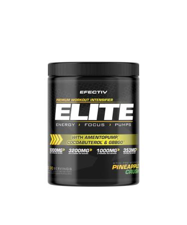 Efectiv Elite Premium Pre Workout Intensifier - Enhanced Energy - Helps Focus - Provides Pumps - with Amentopump Cocoabuterol and GBBGO - 420grams (Pineapple Crush)