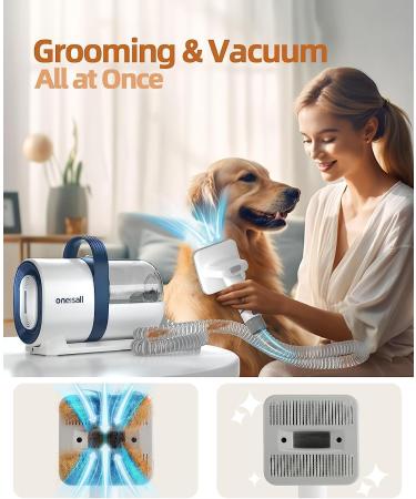 oneisall Dog Grooming Vacuum Kit | Professional Pet Hair Suction Groomer with 7 Tools | for Dogs and Cats | Shedding & Grooming Solution (1.5 Litre) - Buy Online on GoSupps.com