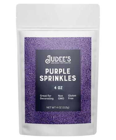 Judee's Purple Sprinkles 4 oz - Gluten-Free and Nut-Free - Brighten Up Your Baked Goods - Great for Cookie and Cake Decoration - Use for Baking and as Dessert and Ice Cream Toppings 4 Ounce (Pack of 1) Purple