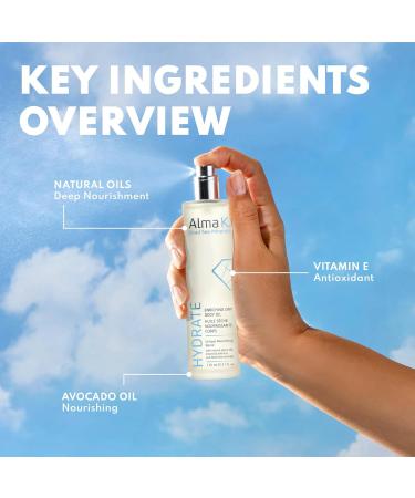 ALMA K Enriching Dry Body Oil - Vitamin E Oil for Skin - Body Oil After Shower - With Avocado Olive Argan Oils - White Tea and Neroli Scent - 3.7 oz - Buy Online on GoSupps.com