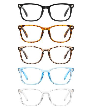 CCVOO 5 Pack Reading Glasses Blue Light Blocking, Filter UV Ray/Glare Computer Readers Fashion Nerd Eyeglasses Women/Men (*C1 Mix, 1.5) *C1 Mix 1.5 x