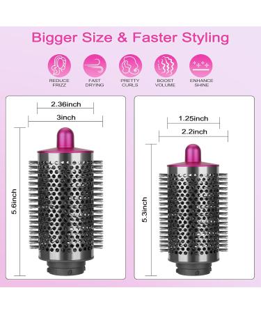 Large Round Volumizing Brush for Dyson Airwrap - Bigger Oval Brush & Hair Cleaner Tool - Fluff & Volume Styling in Rose - Buy Online on GoSupps.com