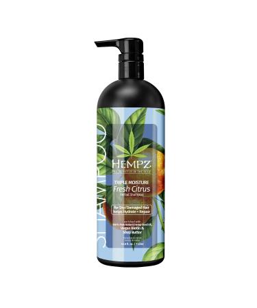 Hempz Biotin Hair Shampoo - Triple Moisture Fresh Citrus - Peach & Grapefruit - For Growth & Strengthening of Dry  Damaged and Color Treated Hair  Hydrating  Softening  Moisturizing 33.8 Fl OZ