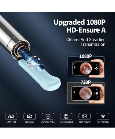 1080P HD Ear Wax Removal Kit - Ear Cleaner with Camera & Lights for iOS/Android | Complete Ear Cleaning Set with 8 Accessories - Buy Online on GoSupps.com
