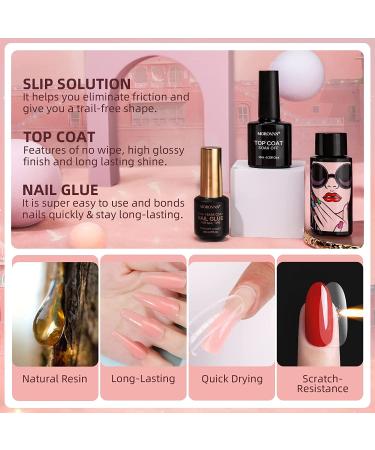 Morovan Poly Gel Nail Kit with UV Lamp - Complete White & Deep Nude 30ml Poly Gel Starter Kit with Top Coat & 3-in-1 Nail Glue Gel - Nail Extension & Poly Gel System - Buy Online on GoSupps.com