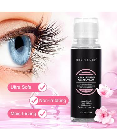 Eyelashes Cleaner Concentrate 100ml | Paraben & Sulfate Free Foam Shampoo for Extensions & Natural Lashes | Cherry Blossom Makeup Remover for Salon & Home Use - Buy Online on GoSupps.com