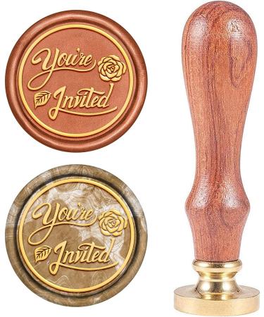 CRASPIRE You're Invited Wax Seal Stamp Invited Vintage Sealing Wax Stamps Retro 25mm Removable Brass Seal Stamp with Wood Handle for Wedding Invitations Envelopes Valentine's Day Craft Adhesive Waxing 25mm-you're Invited - Buy Online on GoSupps.com