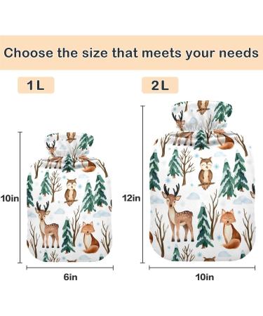 Naanle Christmas Deer Fox Hot Water Bottle | 1L Transparent Warm & Cold Therapy for Pain Relief | Ideal for Bed Hands & Feet - Buy Online on GoSupps.com