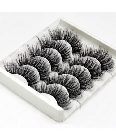 RN BEAUTY 5 Pairs 3D False Eyelashes Handmade Ultra Light Synthetic Fibers 3D Mink Hair Fake Eyelashes Reusable Soft Nature Fluffy Wispies Long Lashes With Volume Makeup Eye Lash Extension Set (3D-C)