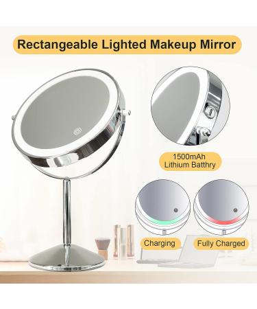 Illumaxinf Makeup Mirror with Lights - 10X Magnifying, Rechargeable, 3 Color Lighting, USB - Buy Online on GoSupps.com