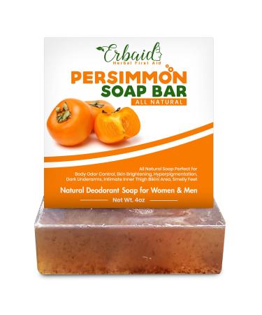 Persimmon Soap Bar for Body Odor Control Purifying Deodorizing Body Wash with Japanese Persimmon & Green Tea Extract for Eliminating Nonenal Body Odor Great for Skin Brightening Hyperpigmentation Dark Underarms Intimate Inner Thigh Bikini Area Smelly Feet