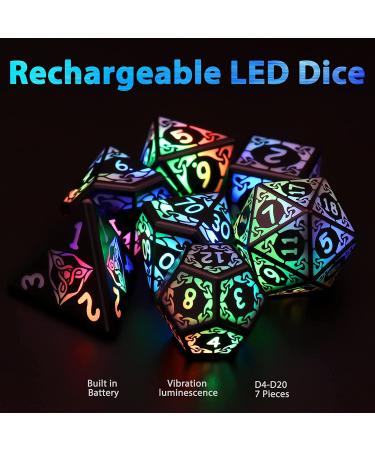 ZHOORQI LED Electronic DND Dice Set with Charging Box - 7 PCS Polyhedral Dice for RPG Games - Buy Online on GoSupps.com