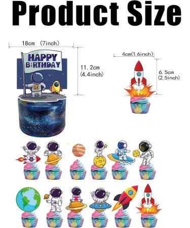 ICNYEKl 25 Pcs Space Cupcake Toppers with Giant Astronaut Happy Birthday Cake Topper Rocket Planet Cake Decorations for Outer Space Themed Parties Space Baby Showers Birthday Party Supplies - Buy Online on GoSupps.com