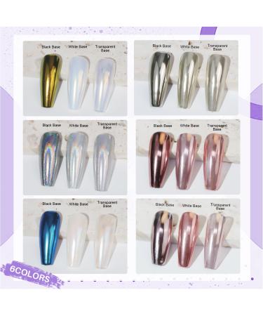 Bishengyf 6 Chrome Nail Powder | Upgrade Chromium Glitter & Neon Glassy Pearl Effect | Easy-to-Use E-Rose Gold Pigments for Nail Art & Design - International Shipping Available - Buy Online on GoSupps.com